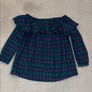 Tartan & plaid off the shoulder top